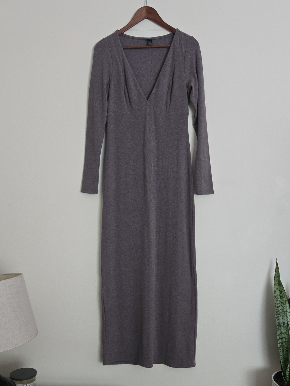 wild fable Long Sleeve V-Neck Maxi Dress in Lavender Gray